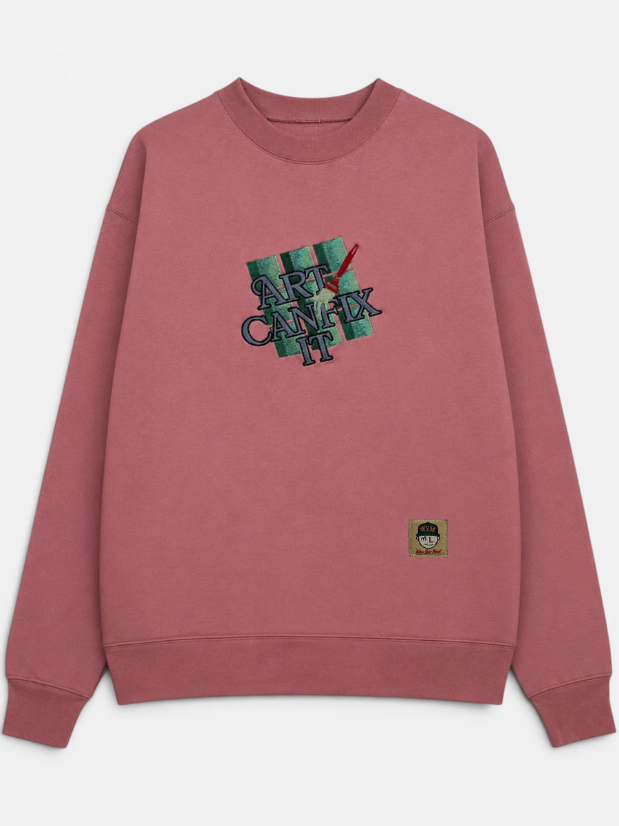 ArtFix embroidered heavyweight sweatshirt in mauve