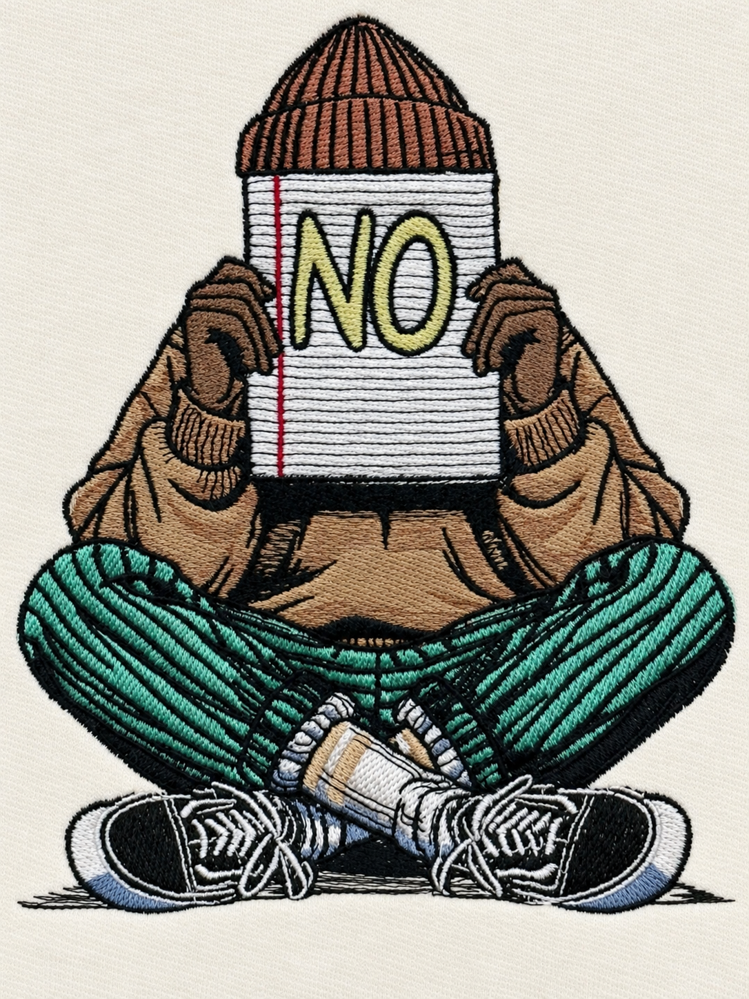 NO Embroidered Crewneck| MLABEL.