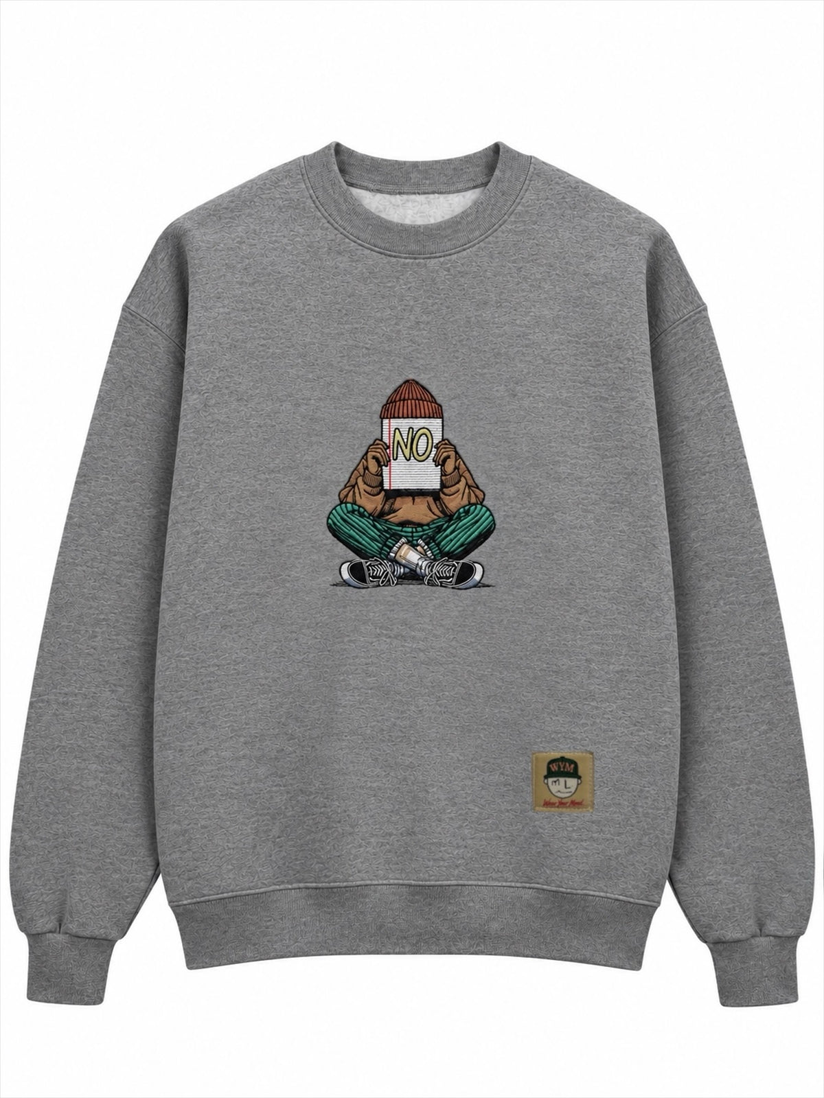 NO Embroidered Crewneck| MLABEL.