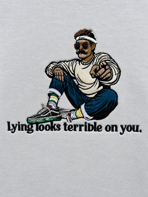 Lies Embroidered Heavyweight Sweatshirt | MLABEL. thumbnail 2