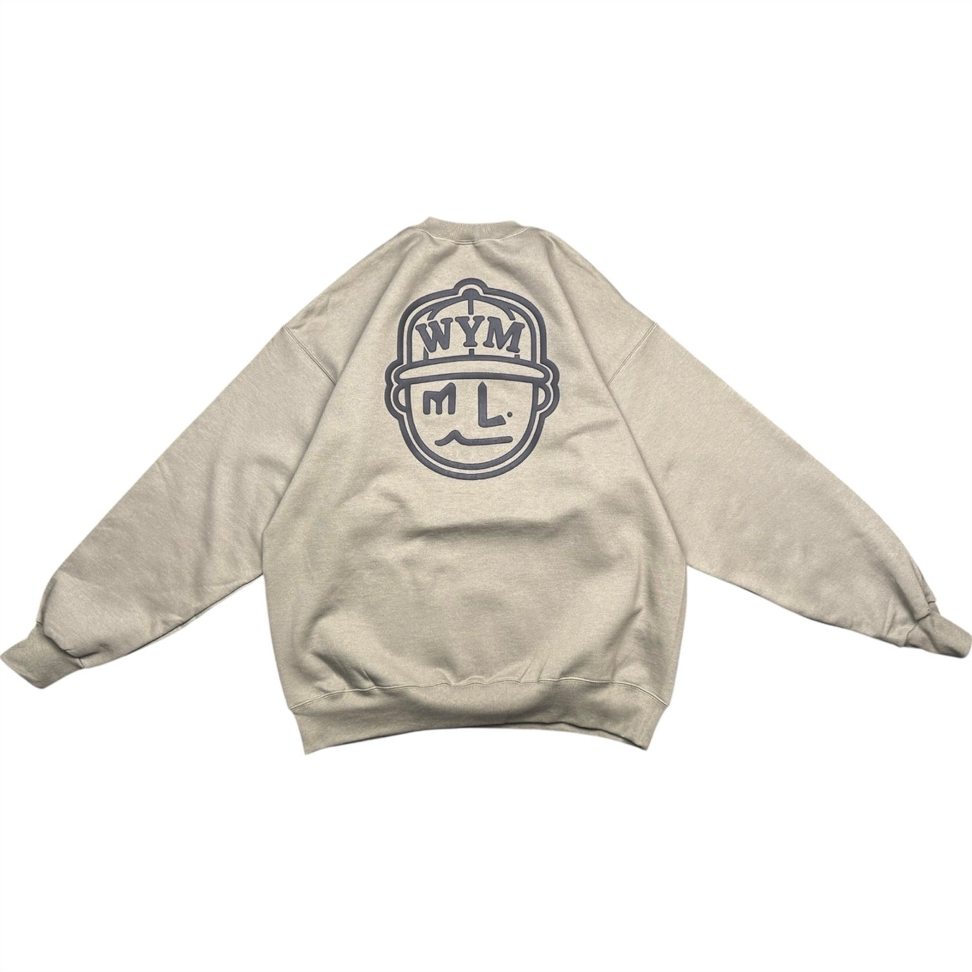 Olive green sweatshirt with a logo on the chest against a white background