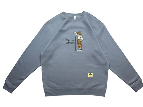 Awkward embroidered heavyweight sweatshirt in dusty blue by MLABEL